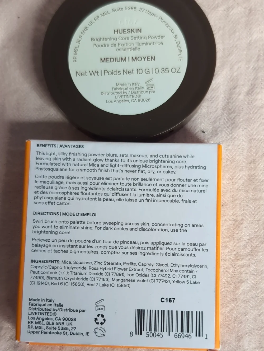 Live Tinted Hueskin Brightening Core Setting Powder-Color: Medium 2- New In Box